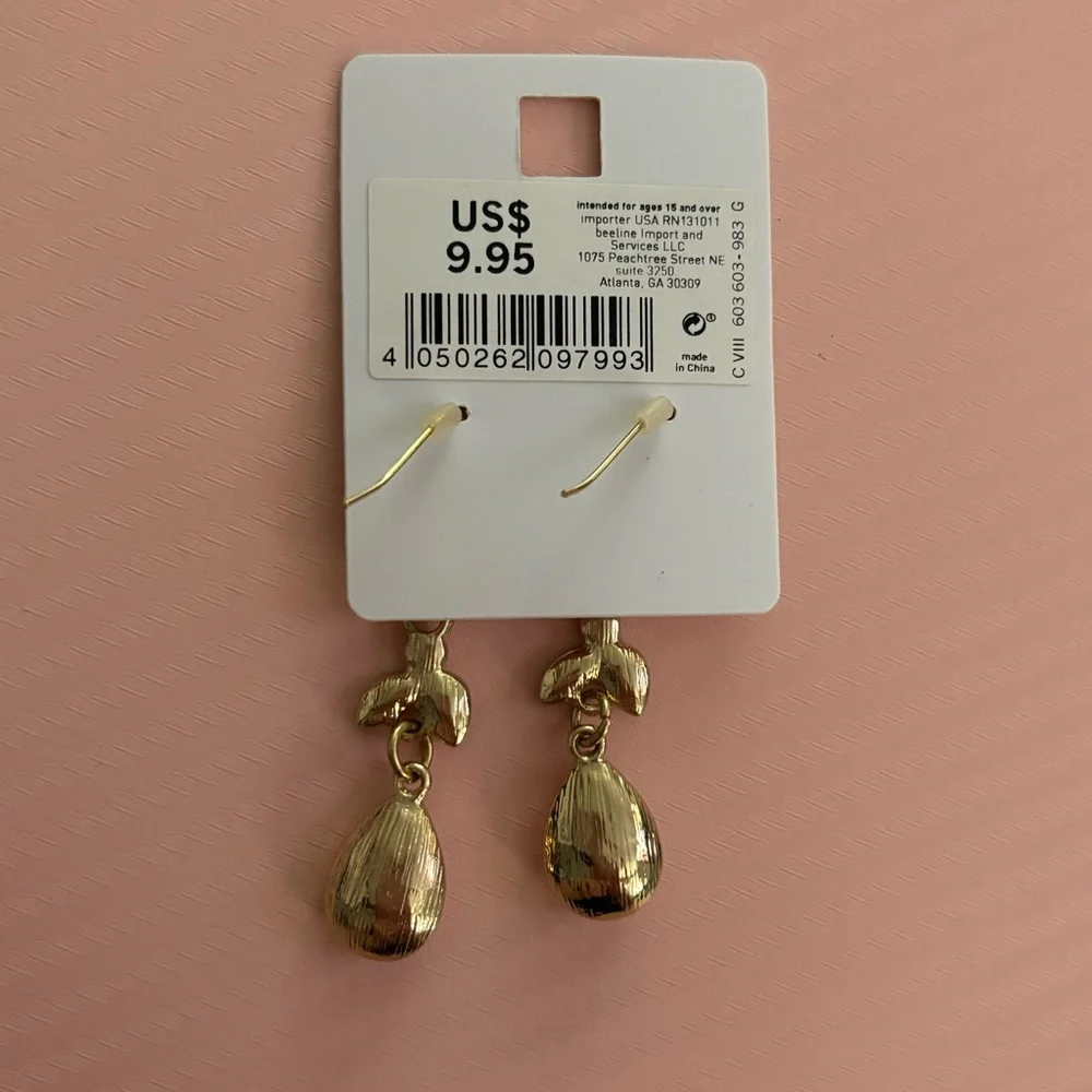 Gold Plated Dangle Earrings - Picture 2 of 2